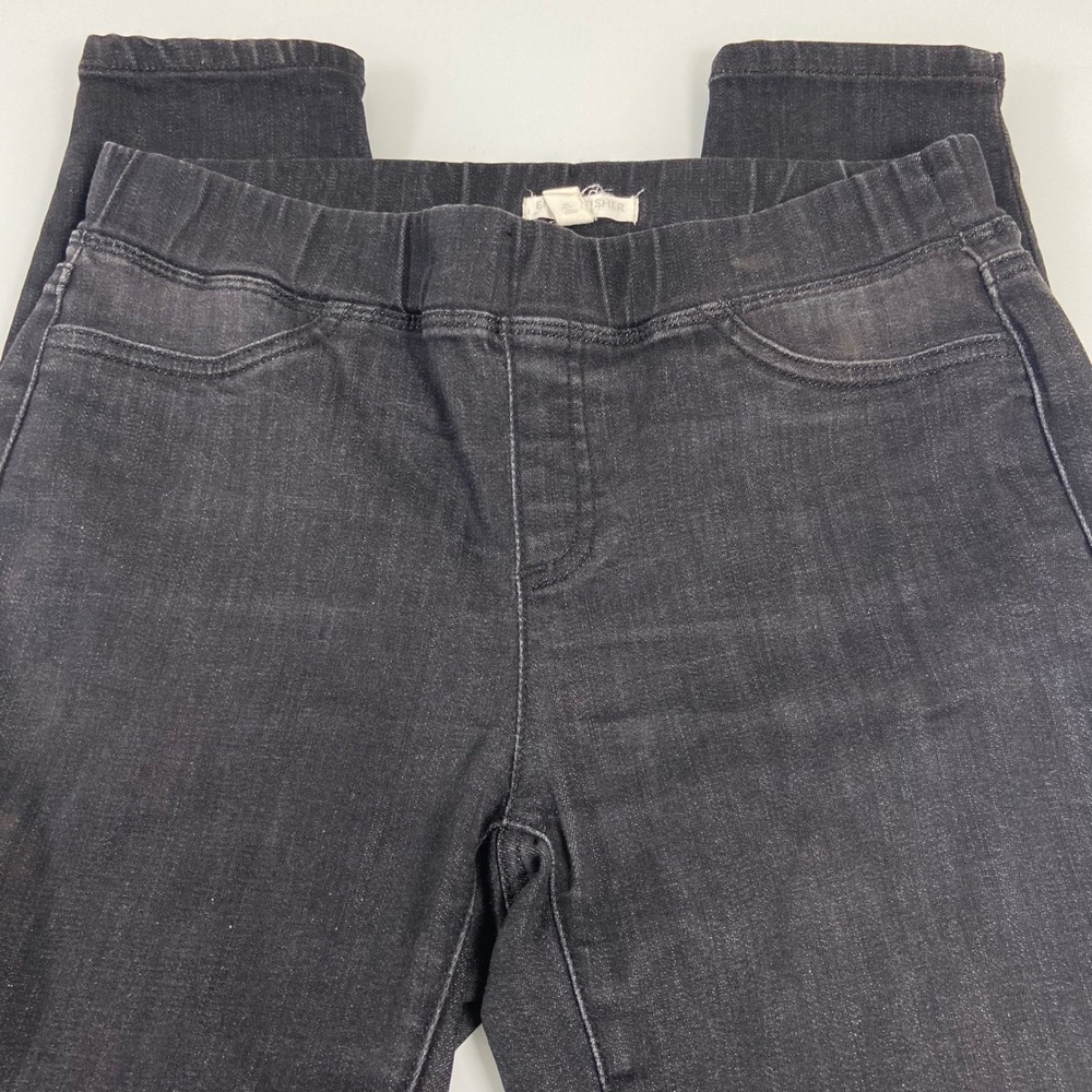EILEEN FISHER PETITE Size PP Black Wash Denim Stretch Pull On Jeans‎ Pants